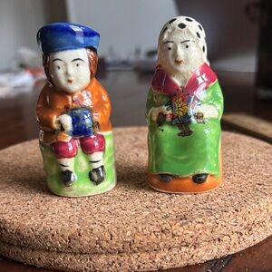Colorful Vintage Couple Ceramic Salt and Pepper Set
